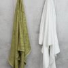 bamboo towels olive and white